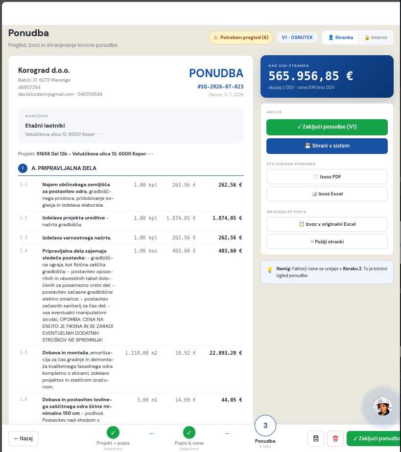 Izvoz za stranko